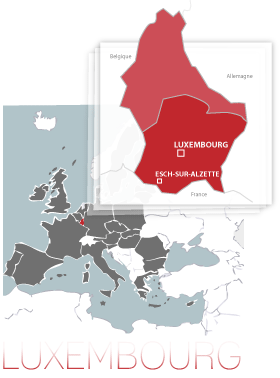Carte sur la comptence territoriale de Me Calvo huissier au Luxembourg